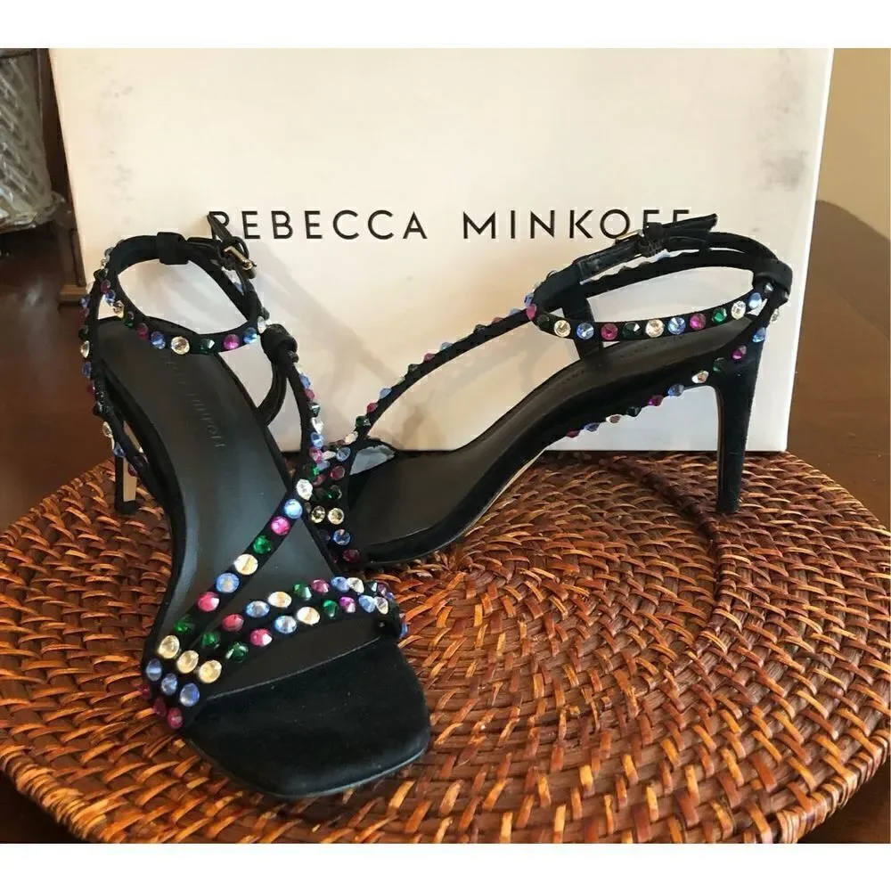 REBECCA MINKOFF - 🎉HP🎉 L Sz 6.5 (37) Nanine Suede & Crystal 3” Heels NEW IN BOX!